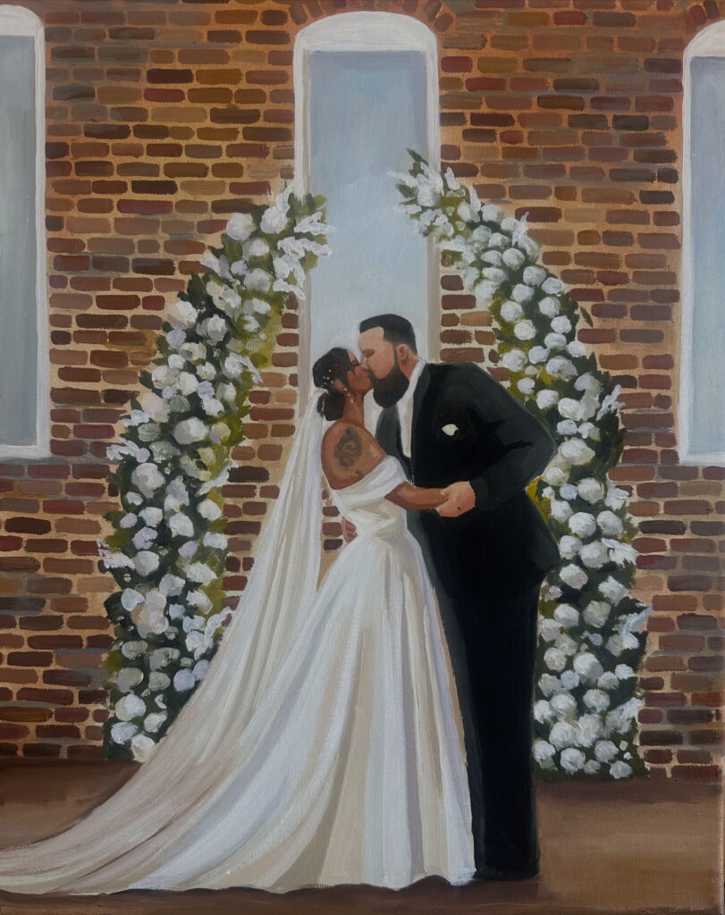 A live wedding painting created by Colorado based artist Olivia Andruss.
