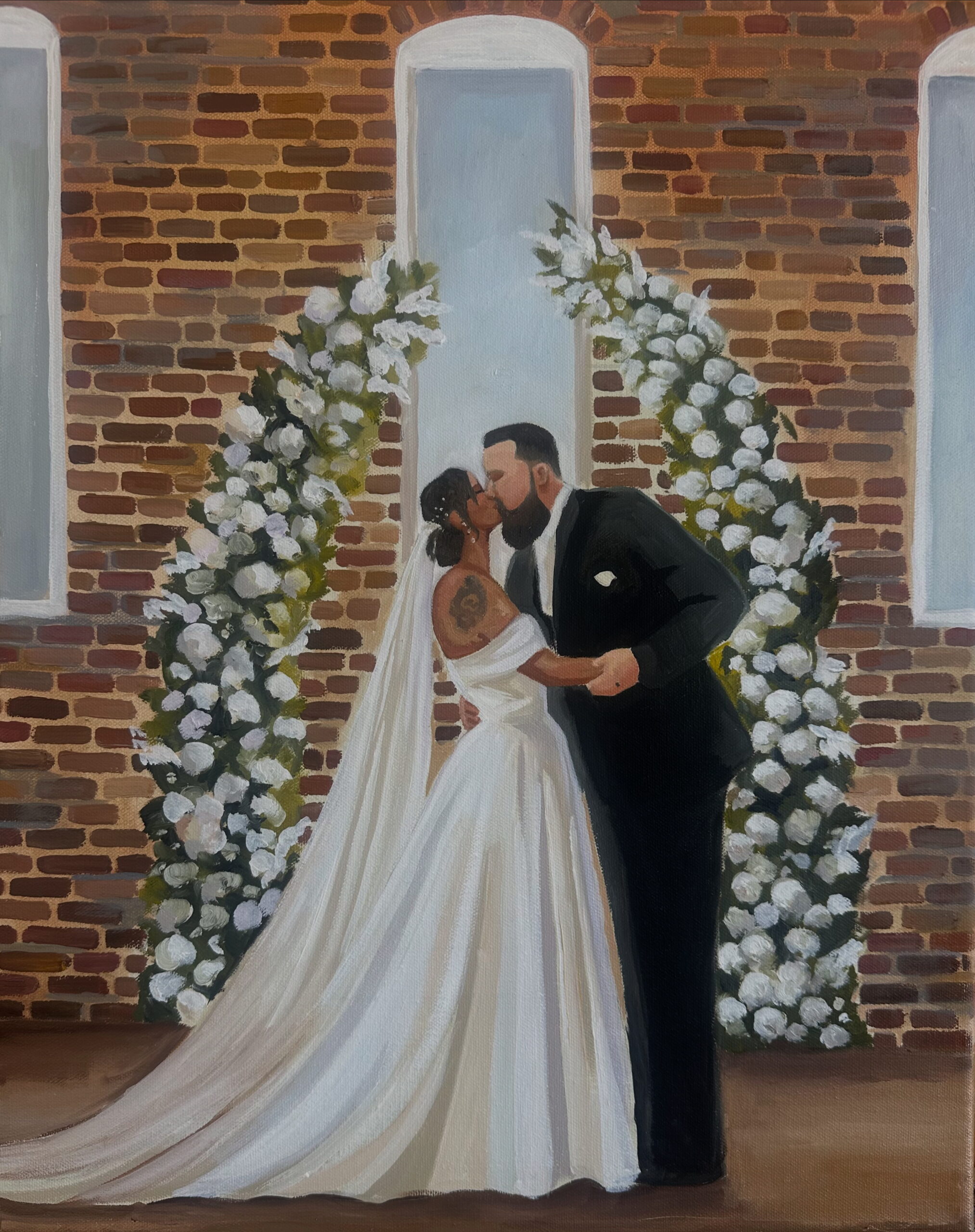 First Kiss Live Wedding painting by Olivia Andruss