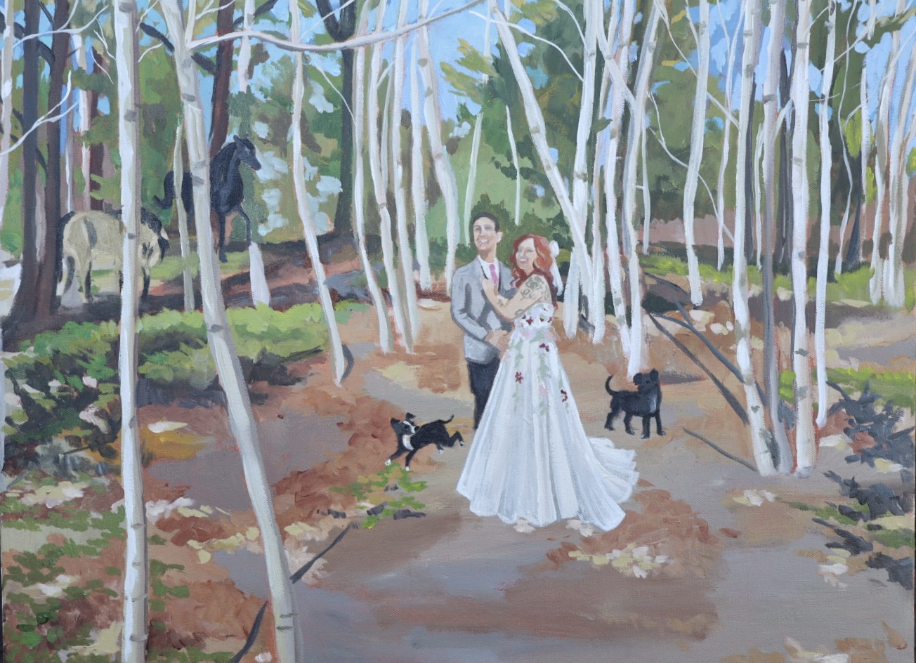 Private elopement live wedding painting